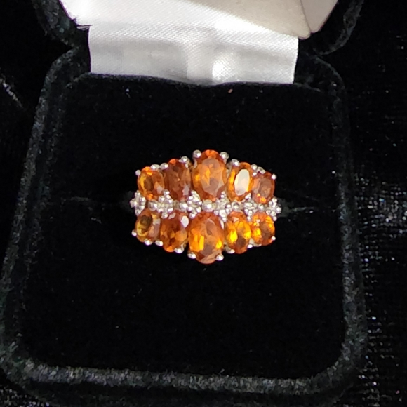 Sterling Silver Dark Orange Garnet Ring - Picture 2 of 9